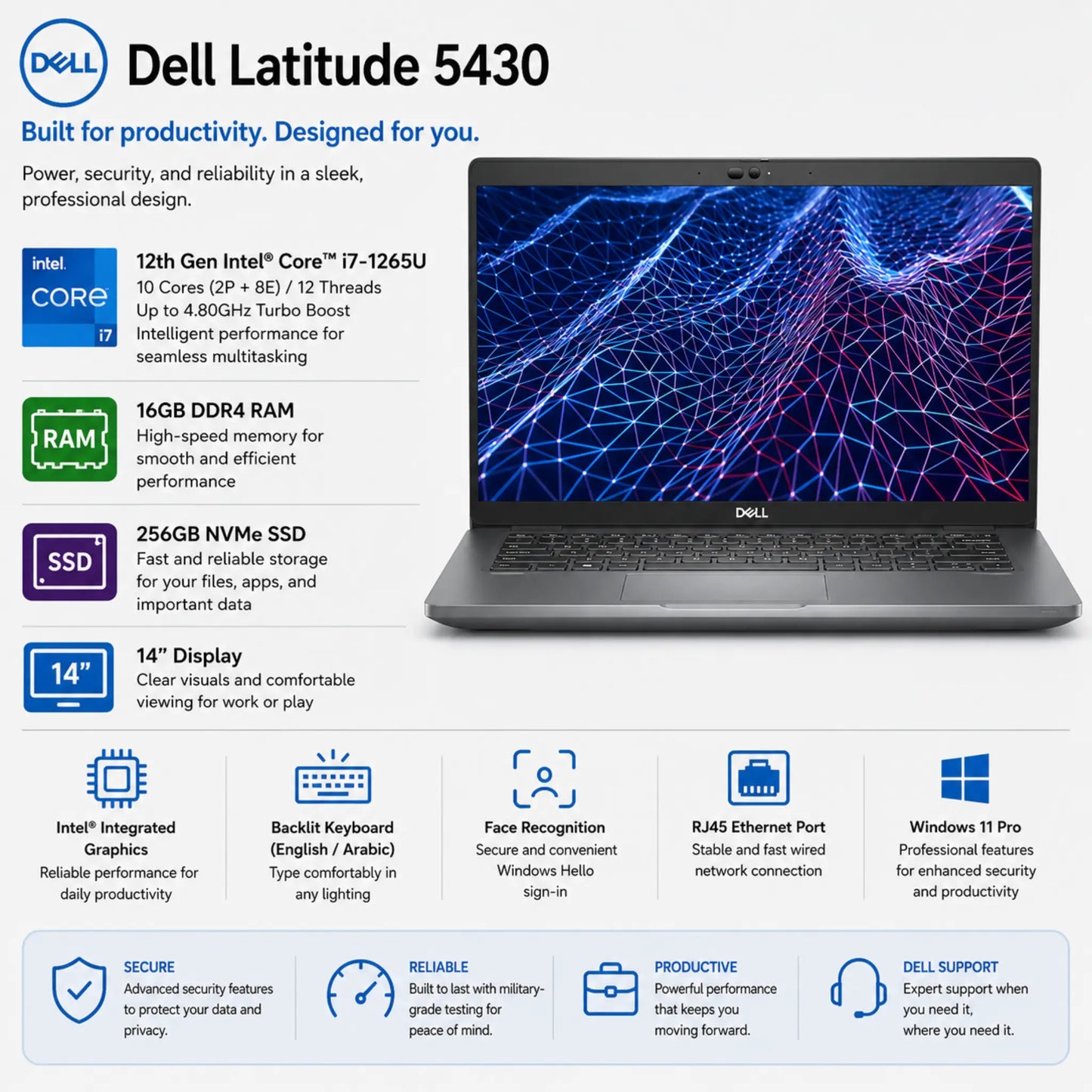 Dell Latitude 5430  | Intel Core i7-1265U| 14"inch 12th Generation